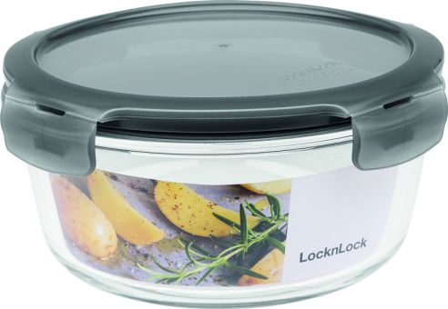 Lock & Lock Frischhaltebox Ofenglas rund 950 ml Deckel grau Ø 180x82 mm 