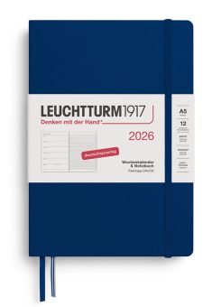 Leuchtturm1917 Wochenkalender & Notizbuch Medium (A5) 2026, Marine, Deutsch 