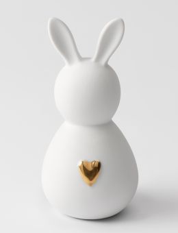 Räder Porzellanhase klein Herr goldenes Herz D.6/H.13cm 