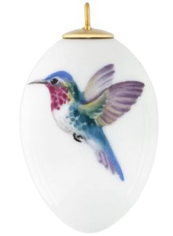 Meissen Osterei, Kolibri, Bunt, Links, H 5 Cm 