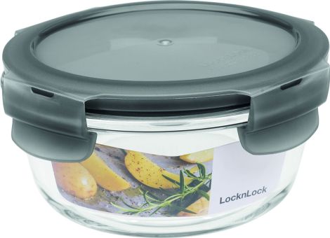 Lock & Lock Frischhaltebox Ofenglas rund 380 ml Deckel grau Ø 130x65 mm 
