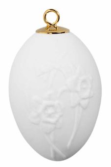 Meissen Osterei mit Relief Narzissen weiß bisquit 5 cm 