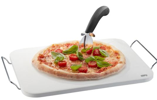 Gefu Set Pizzastein Darioso mit Gestell Pizzaschneider Pizza-Schieber 