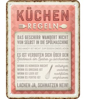 Nostalgic Art Blechschild 15 x 20 cm Küchen-Regeln 