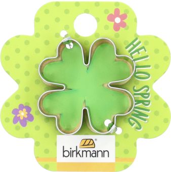 Birkmann Ausstechform Kleeblatt 4 cm Edelstahl auf Cardboard 