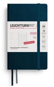 Leuchtturm1917 Wochenkalender & Notizbuch Pocket (A6) 2026, Softcover, Deep Sea, Deutsch 