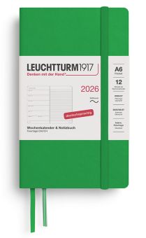 Leuchtturm1917 Wochenkalender & Notizbuch Pocket (A6) 2026, Softcover, Spring Leaf, Deutsch 