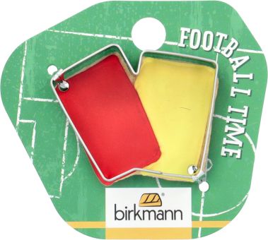 Birkmann Ausstechform gelb/rote Karte 4,5 cm Edelstahl auf Cardboard 