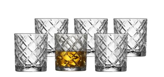 Lyngby Glas 6er-Set Whiskyglas Diamond 35cl 