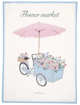 Greengate Geschirrtuch 50x70 cm Druck Portia flowers white 