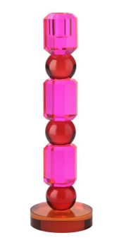 Gift Company Sari Kristallglas Kerzenhalter H 27 cm 3 Kugeln pink/rot/orange gs 