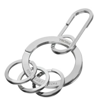 Troika Schlüsselanhänger mit Karabinerhaken inkl. 3 kleiner Ringe verchromt glänzend silberfarben 