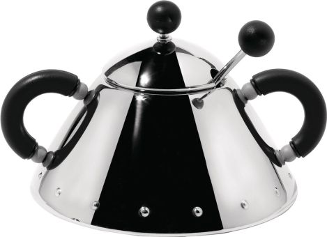 Alessi Zuckerdose mit Löffel schwarz 20 cl 