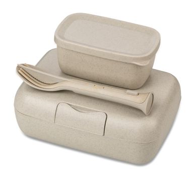 Koziol Lunchbox-Set + Besteck-Set Candy Ready nature desert sand 