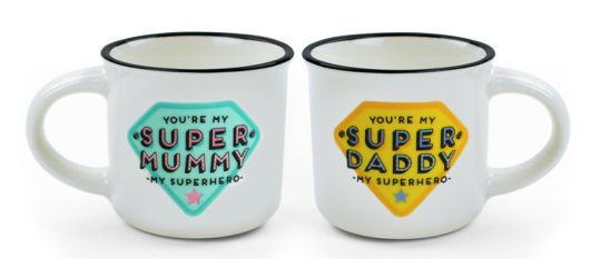 Legami 2er-Set Espresso-Mini-Mug For Two Super Mummy And Super Daddy 