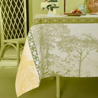 Garnier-Thiebaut Tischdecke Le Sud Vert 115x115 Cm 100% Gekämmte Baumwolle 