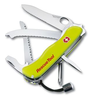 Victorinox Rescuetool Einhänder Wellenschliff gelb Nachleuchtend Nylon-Etui 