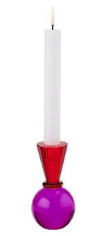 Gift Company Sari Kristallglas Kerzenhalter H13 5 cm Kugel/Konus rot/pink gs 