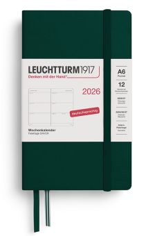 Leuchtturm1917 Wochenkalender Pocket (A6) 2026, Forest Green, Deutsch 