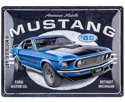 Nostalgic Art Blechschild 30x40 cm Ford Mustang 1969 Mach 1 Blue 
