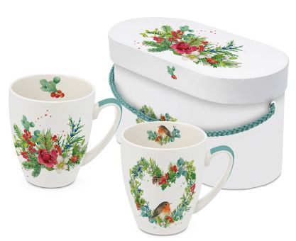 Paperproducts 2er-Set Mug Robin Heart & Flora Christmast 