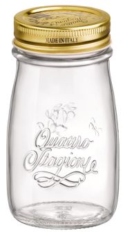 Einkochwelt Flasche 200 ml Quattro Stagioni mit 56 mm Schraubdeckel gold 