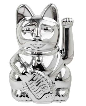 Donkey Winkekatze Mini Lucky Cat Shiny Silber 