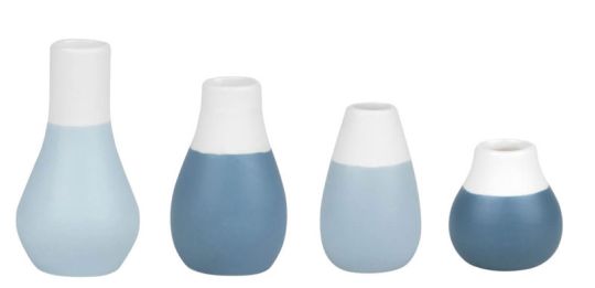 Räder Living Mini Pastellvasen 4er Set blau Ø 4 cm H 4,5-8 cm 