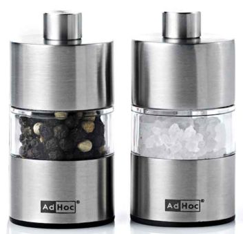 AdHoc Set Mini Pfeffer- und Salzmühle Edelstahl Ceramic Mahlwerk 