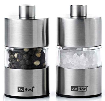 AdHoc Set Mini Pfeffer- und Salzmühle Edelstahl Ceramic Mahlwerk 