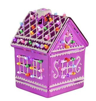 Gift Company Luce Lebkuchenhaus mit LED Porzellan pink 