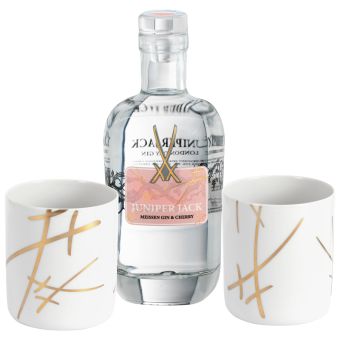 Meissen Meissen Gin-Set 3-Tlg. Juniper Jack Meissen Gin & Cherry 0,5 L 46,5 Vol. Gin-Becher Swords 