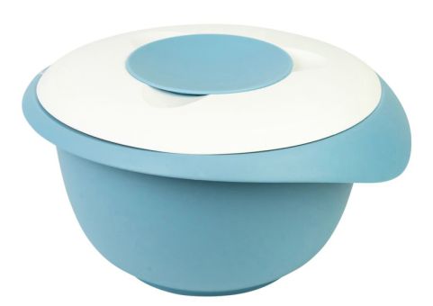 Westmark Rührschüssel mit zweigeteiltem Deckel 2,5 L blau/weiß 