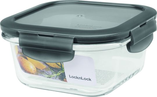 Lock & Lock Frischhaltebox Ofenglas quadratisch 500 ml Deckel grau 140x140x67 mm 