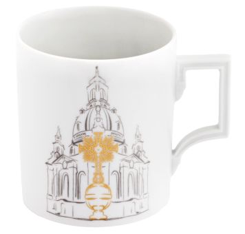 Meissen Henkelbecher, Form Berlin , Frauenkirche, Silbergrau Mit Goldenem Kreuz, Stiftung Frauenkirche, V 0,25 L 