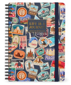 Legami Heft mit Spiralbindung Maxi liniert Travelstickers 