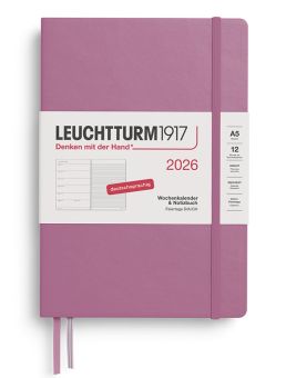 Leuchtturm1917 Wochenkalender & Notizbuch Medium (A5) 2026, Dusty Rose, Deutsch 