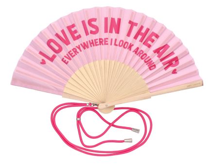 Gift Company Fififan Fächer 23cm Motiv: Love is in the Air rosa 