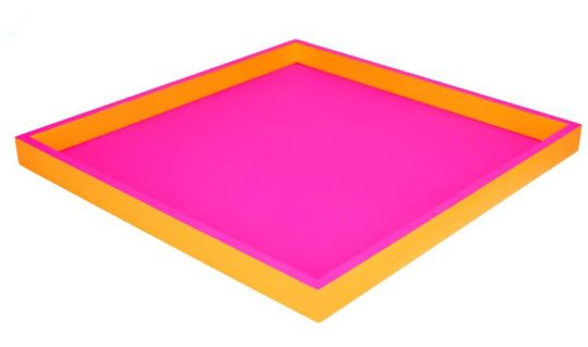 Gift Company Neo Tablett quadratisch (32x2,5x32cm) 2 farbig neon pink/ neon orange 