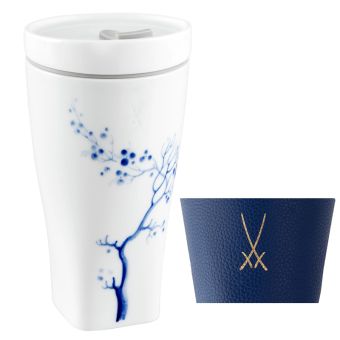 Meissen Coffee To Go Becher Mit Manschette, Form Nova , Blue Orchid, V 0,35 L 