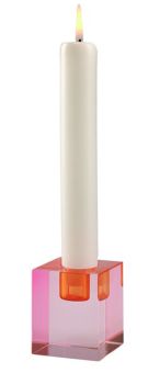 Gift Company Dioptrics Kristallglas-Kerzenhalter H6 cm blockartiges Design rosa/orange gs 