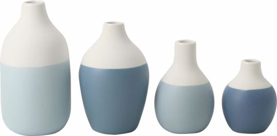 Räder Mini Flaschenvasen blau 4er Set 5-8,5x3,5-4,5cm 
