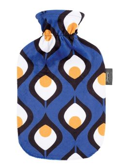 Fashy Wärmflasche mit bedrucktem Flauschbezug blau 2 L 