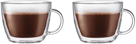 Bodum Bistro 2 Stk. Caffè Latte Tasse Doppelwandig 0,45 L mit Griff 