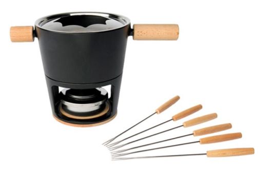 Stöckli Fonduegarnitur Gusseisen ø 16 cm 1.6 l mit 6 F-Gabeln 